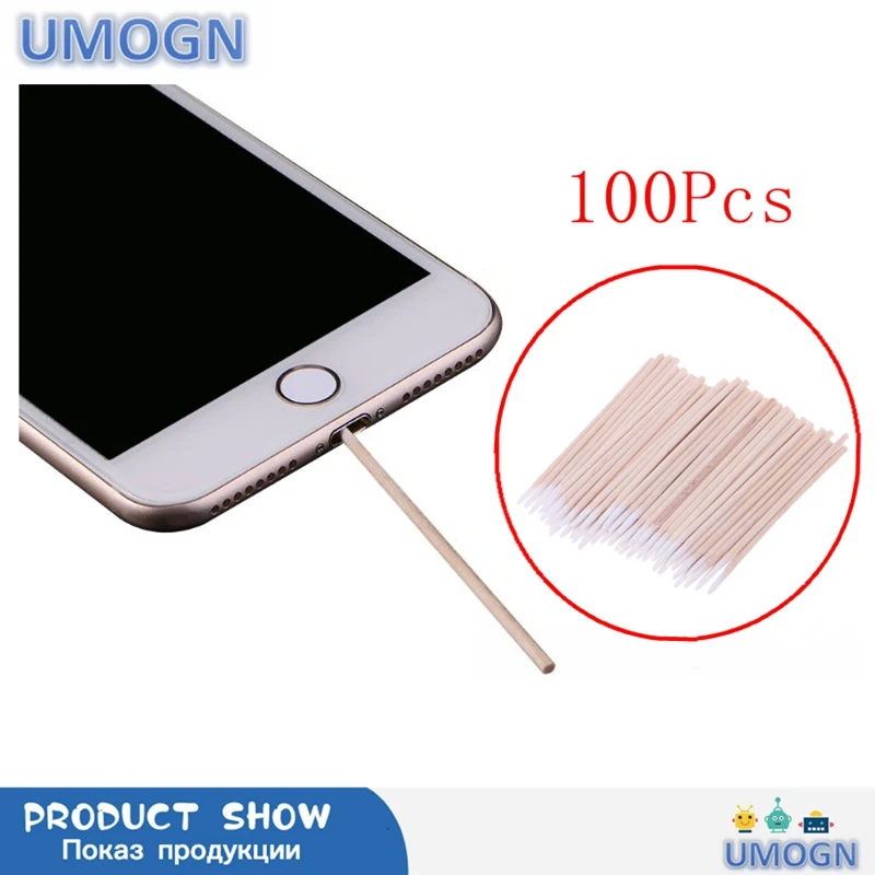 100pcs/pack bavlna výtěry úklid nástroje pro iPhone Samsung Huawei nabíjení levý bok lodi sluchátka díra čistič telefon spravit nástroje