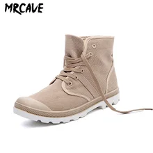 MRCAVE/Новинка года; мужские парусиновые ботинки на шнуровке; Мужская парусиновая обувь; ботильоны в ковбойском стиле; мотоциклетные ботинки; Модные Военные дезерты; Palladiu