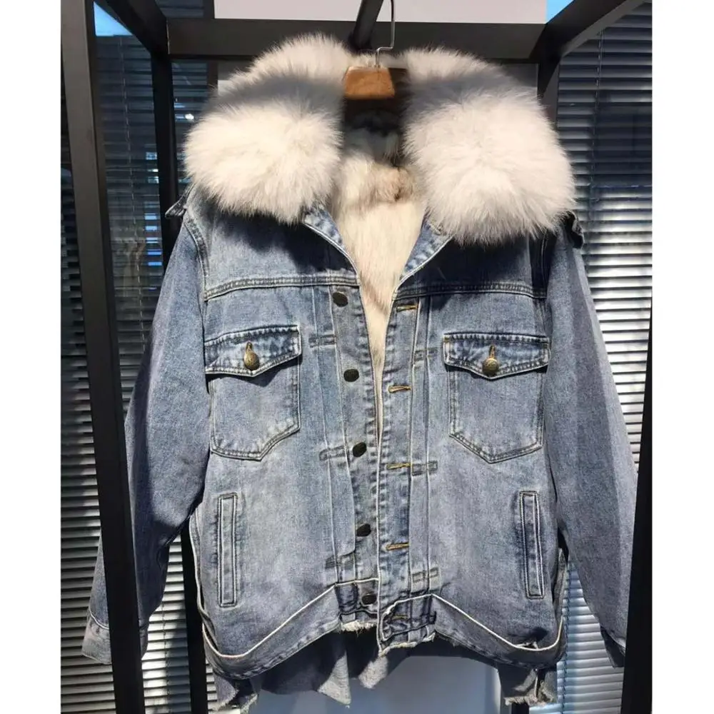 white W04 JAZZEVAR Зима новое поступление джинсовая куртка женская с меховым воротником модный стиль высокое качество женские куртка для зима W9084 - Цвет: white W04
