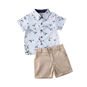 

Kids Baby Boys Clothes Suit Two Pieces Set Summer Short Sleeve Button Shirt Top Shorts Pants Outfits