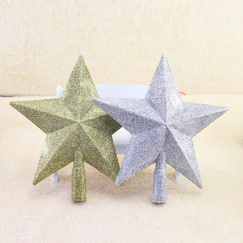 B-Christmas Tree Top 3D Five-point Star Decoration Xmas Tree Topper Home Ornaments Multicolor Christmas Tree Ornament