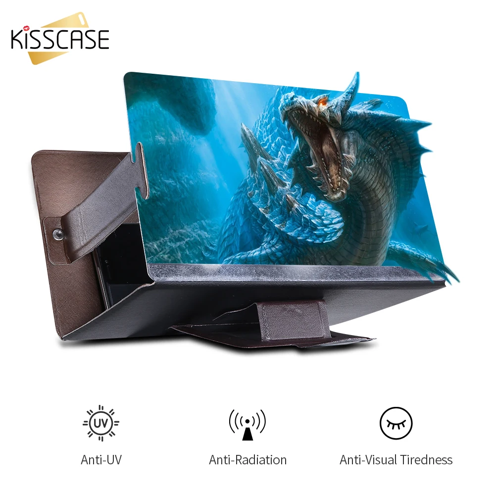 

KISSCASE Phone Holder Projector For Smartphone 3D Video Magnifier Phone Screen Amplifier Enlarge Screen Folding Curved Stand