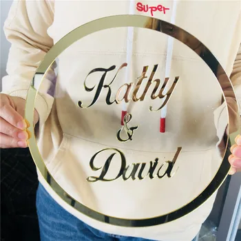 

Mirror Acrylic Custom Wedding Welcome Sign Circle with Names Personalized Wedding Bridal Shower Sign Baby Nursery Decor