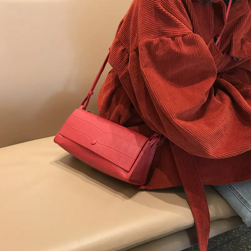 

2019 Hot JIULIN high-quality head genuine leather stone flip shoulder slung strap bag women bag