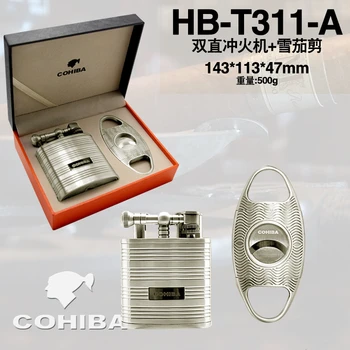 

COHIBA Windproof Powerful Triple Torch Lighter BBQ Jet Gas Cigar Lighter Turbo Metal Kitchen Cigar Spray Gun Outdoor Gadgets Man