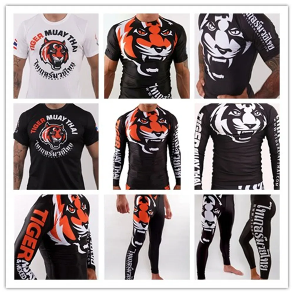 

2019 new tights men's short sleeve basketball training suit UFC MMA combat wear-resistant clothing running pants