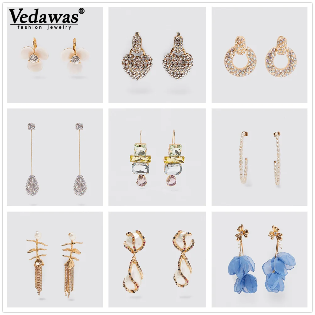 

Vedawas 2019 Za Sparkly Crystal Pineapple Drop Earrings For Women Boho Colorful Teardrop Floral Statement Earrings Maxi Jewelry