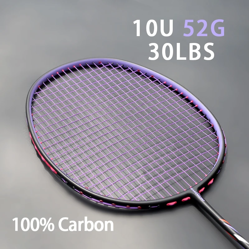 

Профессиональные ракетки для бадминтона из углеродного волокна 10U 52g G4 13 кг, максимальная нагрузка 30 фунтов, ракетка для тренировок с сумками