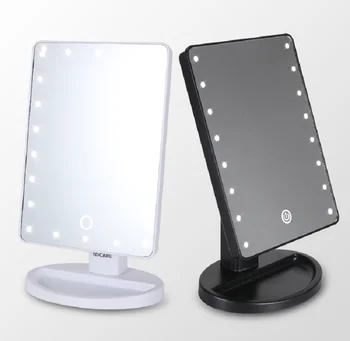 

2PCS Desktop HD Fill Light LED Makeup Mirror Touch 360 Convenient Rotating Mirror Vanity Mirror for Girls Women