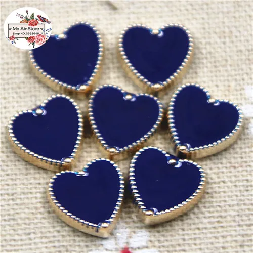 deep blue 50pcs 50 шт. 12,5 мм Сердце многоцветные плоские кнопки домашние фигурки для сада Кабошон Скрапбукинг DIY аксессуары - Цвет: deep blue 50pcs