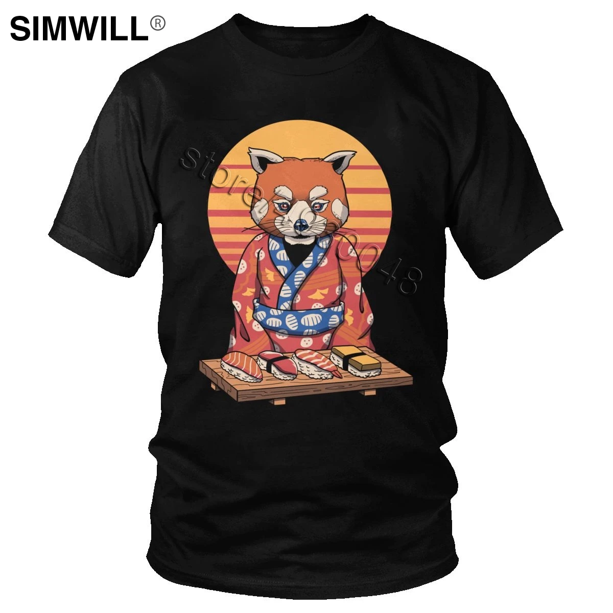 Смешные японские красного цвета футболка с рисунком панда Винтаж летняя