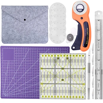

LMDZ Rotary Cutter Set with Cutting Mat, Patchwork Ruler, Carving Knife, Rotary Cutter Kit for Sewing and Quilting