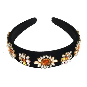 

Retro Imitation Diamond Decor Headband Soft Corduroy Glass Drill Hair Hoop Band