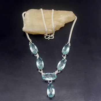 

Sunshine Teardrop Faceted MultiTOPAZ 925 Sterling Silver Women Necklace 18 inches VC04