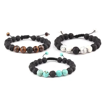

Adjustable Turquoise Lava Rock Stone Beads Relieve Anxiety Diffuser Bracelet Meditation Relax Healing for Women Man Luck Gift