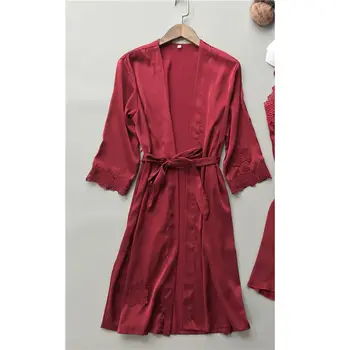 

2020 Women Nightdress satins Lace Sexy Sleepwear Lingerie Night Solid Dress Nightgown Gown Nuisette Nighty Robe