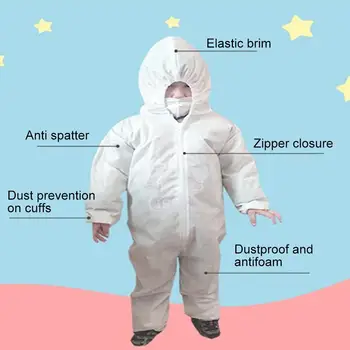 

Kids Disposable Dustproof Anti-droplet Hooded Isolation Safety Protection Suit