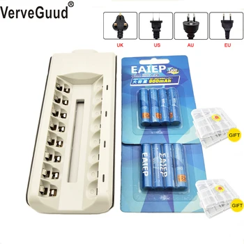 

VerveGuud 8Slots LED Indicator Charger Charge For AA / AAA Batteries + 8Pcs AAA aaa 900mAh Nimh NI-MH Rechargeable Batteries