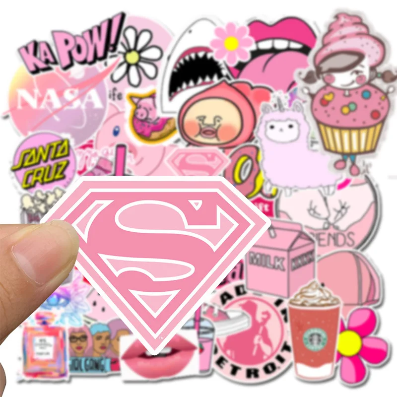 10/30/50PCS Pink Girl Cute Cartoon Graffiti Sticker Luggage Trolley Skateboard Guitar Personality Sticker Waterproof Wholesale