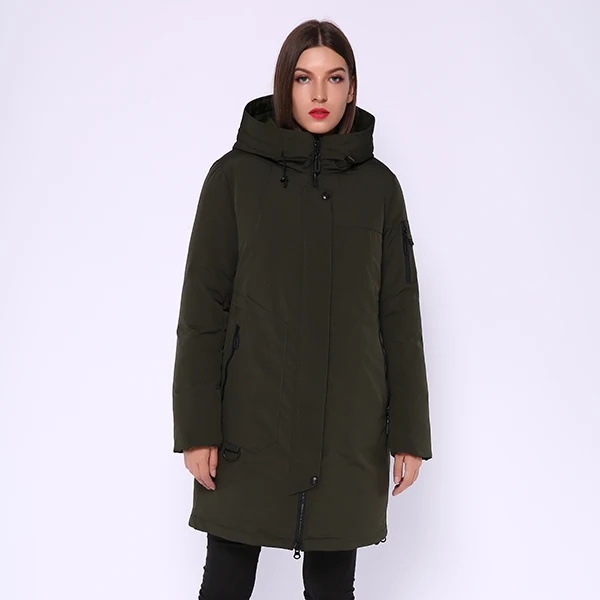AORRYVLA, зимняя Длинная женская куртка, парка с капюшоном, ветрозащитная куртка с воротником, Толстая Теплая Повседневная зимняя женская модная куртка - Цвет: Army Green