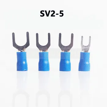 

SV2-5 BLUE color Cold pressed terminals Cable Wire Connector 100PCS Insulated Spade Terminals Connector for 16-14AWG 4.9mm2