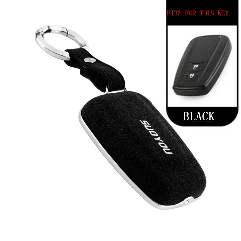 E-black Замшевый меховой Автомобильный Брелок дистанционного управления с ключом чехол Чехол для Toyota Auris Corolla Avensis Verso Yaris Aygo Scion TC IM для Toyota RAV4 - Название цвета: E-black