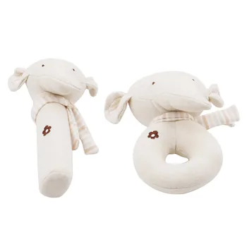 

2pcs/set Elephant Bear Rabbit Infant Baby Rattles Organic Cotton Hand Grasp Animal Stick Toy Squeaker Developmental Appease Toys