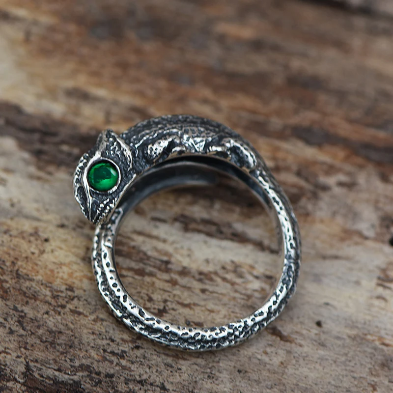 BEIER, новинка, древние посеребренные металлические кольца с ящерицей, мужские, рок, панк, байкерское кольцо с зеленым глазом для женщин, ювелирные изделия в виде животных, BR8-700
