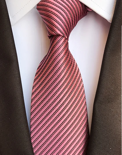 Мужской галстук 8 см темно-персиковые розовые галстуки с черными полосками |