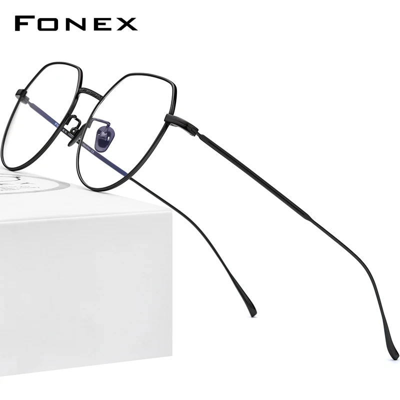 FONEX Оправа для очков Мужская многоугольная из чистого титана F85660 | Аксессуары