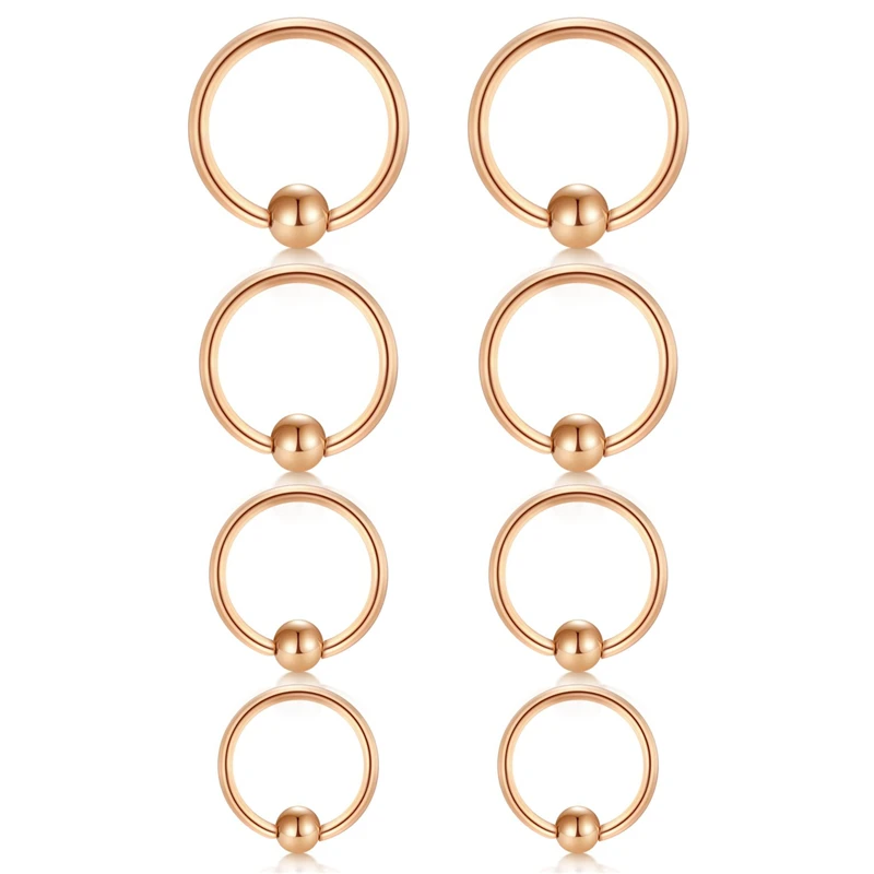 JFORYOUCartilage Hoop Helix Earrings Nose Rings Stainless Steel Ear Tragus Piercing Captive Bead 20G 18G 16G 6mm 8mm | Украшения и