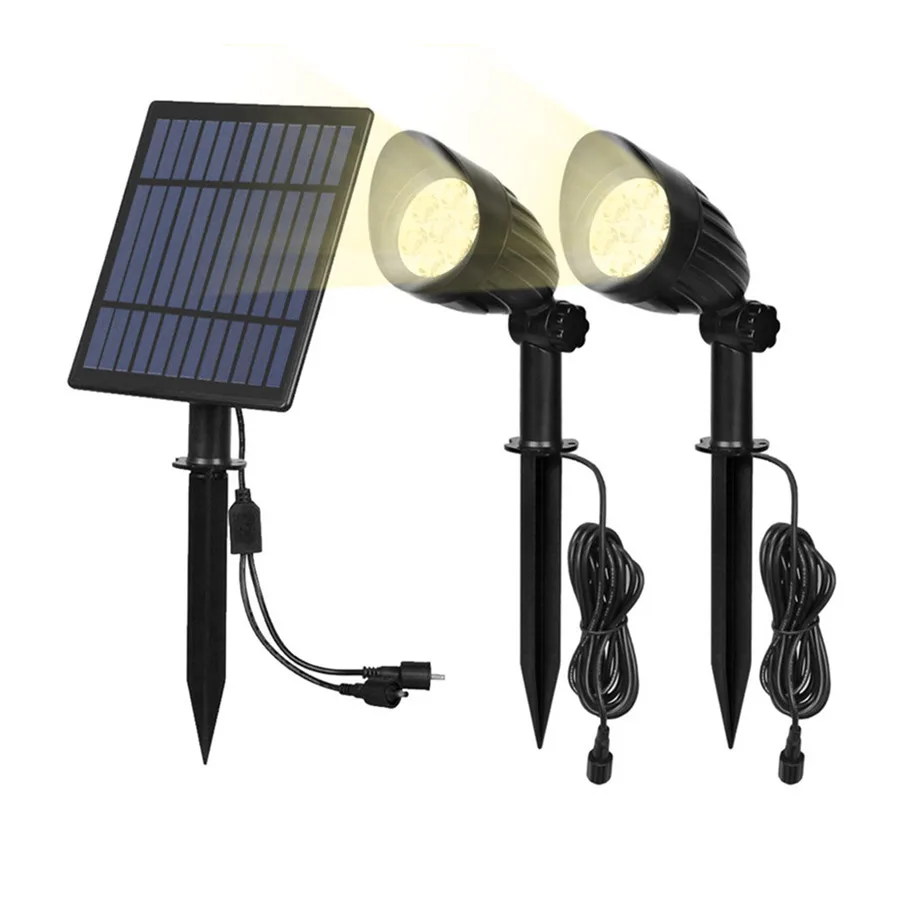 

Thrisadr Modern Hat-shaped Spotlight 2x5W Solar Panel Long-lasting Brightly Lawn Light Waterproof IP65 Solar Landscape Light