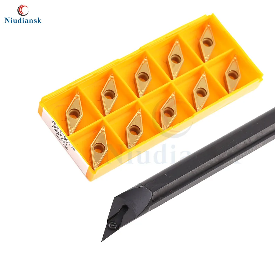 

10pcs VBMT1604 Inner Hole Carbide Inserts + 1pc S20R-SVXBR16 Internal Turning Tool Holder S25S-SVXBR16 SVXBL CNC Lathe Tools Set