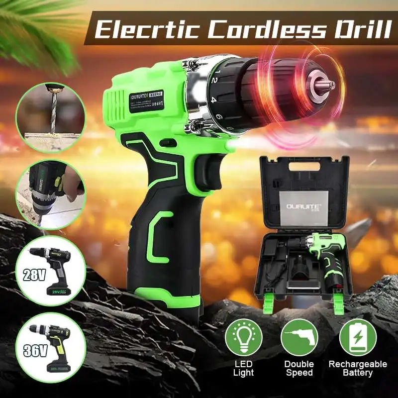 

Electric Screwdriver Cordless Drill Wireless Power Driver 12-Volt DC Lithium-Ion 1/2 X Battery 2-Speed with suitcase