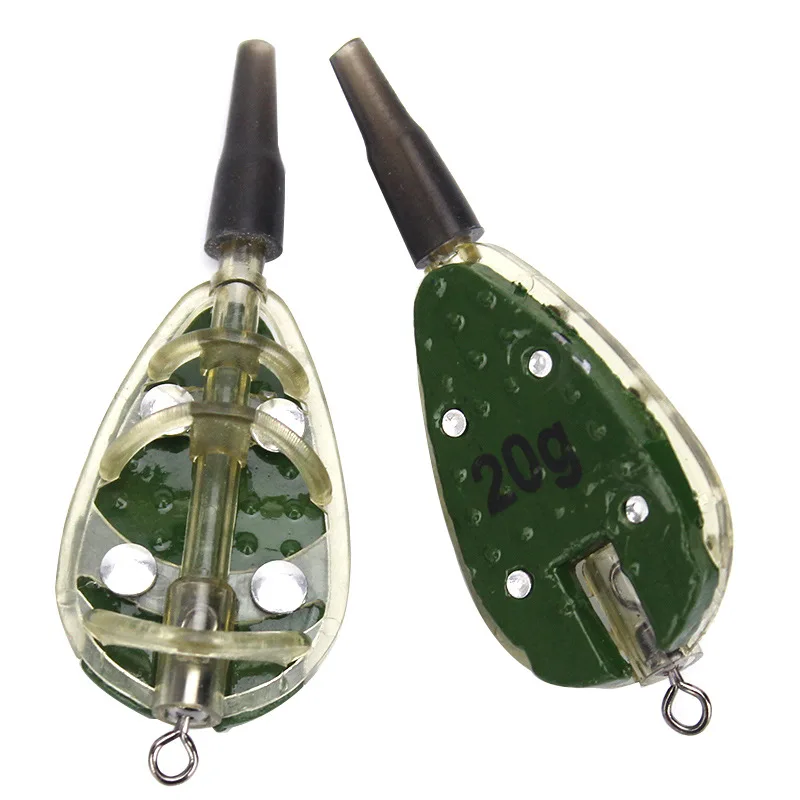 

2pcs fishing dens soluble fish trap with environmental protection lead pendant Carp fishing inline method feeder 10g/15g/20g/30g