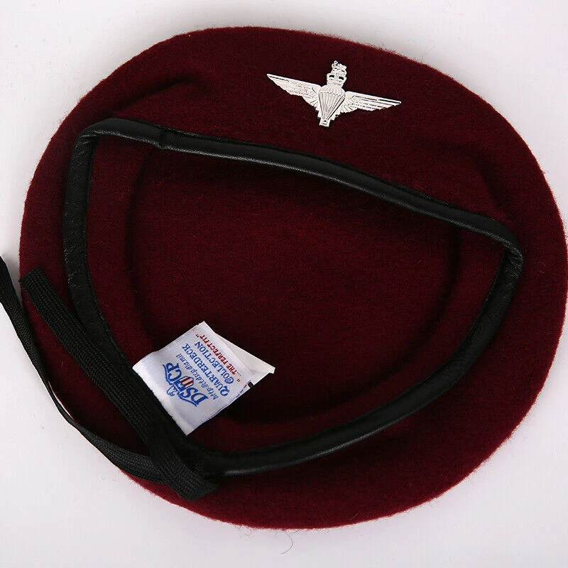 mens barrette hat UK British Army Parachute Regiment Red Wool Royal Beret Hat Military Cap Military Store mens fleece beret