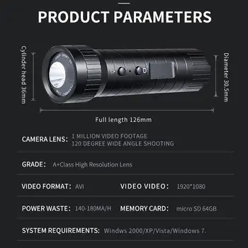 Mini Lighting Action Dash Cam Waterproof 1080P 120 Degree Wide Angle Helmet Sports Camera Flashlight Loop Recording Webcam 3