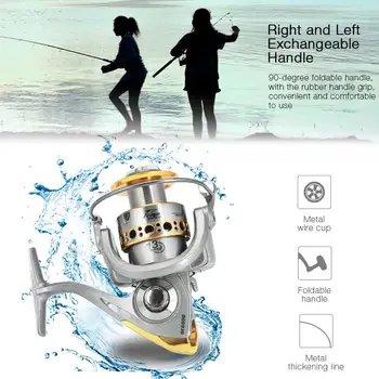 

Fishing Reel Practical Durable Alloy Gray Gold 13BB Spool Gear Metal Rocker Spinning Wheel Fishing Wheel
