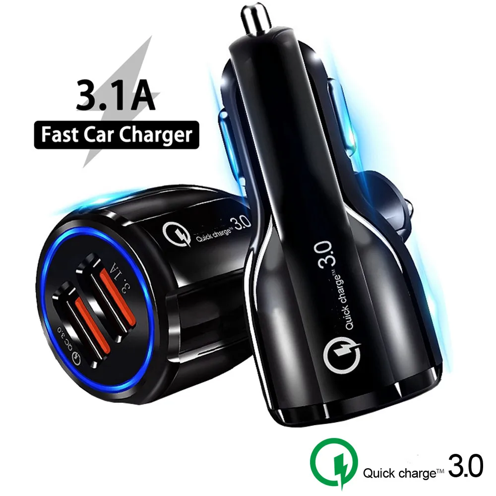 Автомобильное зарядное устройство прикуриватель Универсальный двойной USB быстрая зарядка 3,0 Мобильный телефон быстрое автомобильное зарядное устройство для iPhone samsung HUAWEI