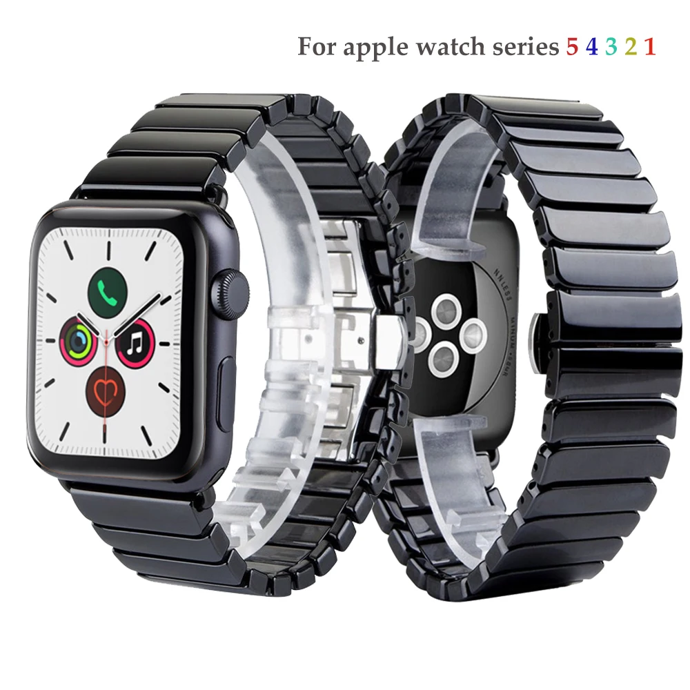 Ремешок керамический для Apple Watch 5 4 Band 44 мм 40 браслет iwatch 3 2 1 42 38 м звеньевой