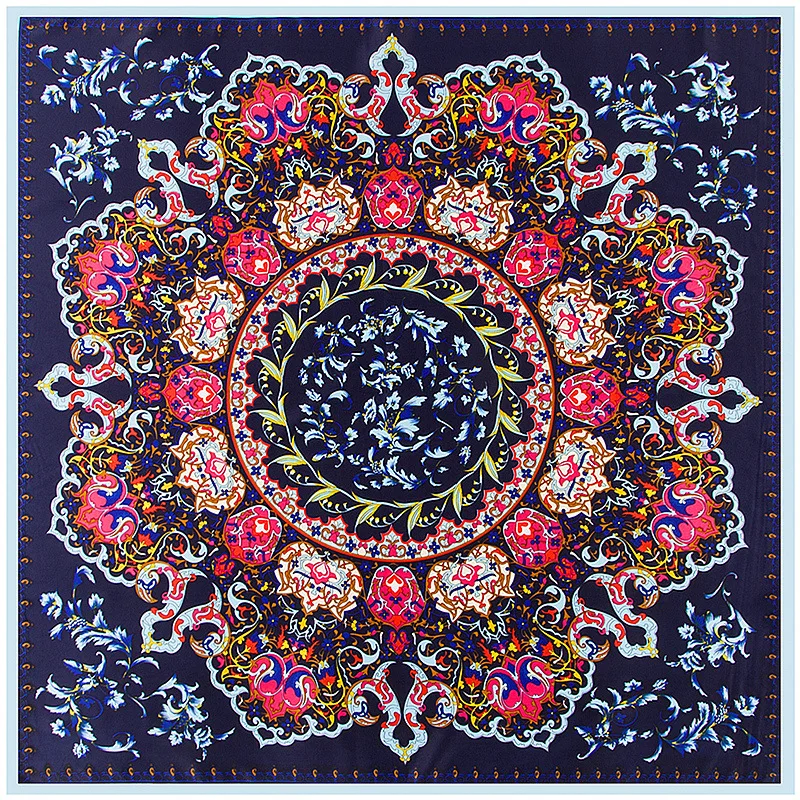 

Fashion Brand Matagorda Imperial Blue and White Porcelain Pattern 100% Silk Twill Scarf Woman Scarves 100CM Hand Towel Shawl