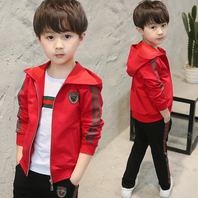 

BOY'S Autumn Clothing Set 2019 New Style Children Stripes Handsome Big Boy Fashion Western Style Three-piece Set