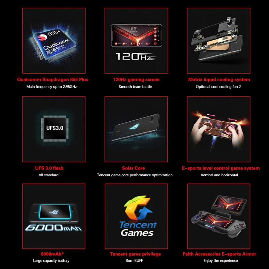 Оригинальный новый игровой телефон Asus ROG 2 6 59 &quot8 ГБ ОЗУ 128 Гб ПЗУ Snapdragon 855 + NFC II ZS660KL