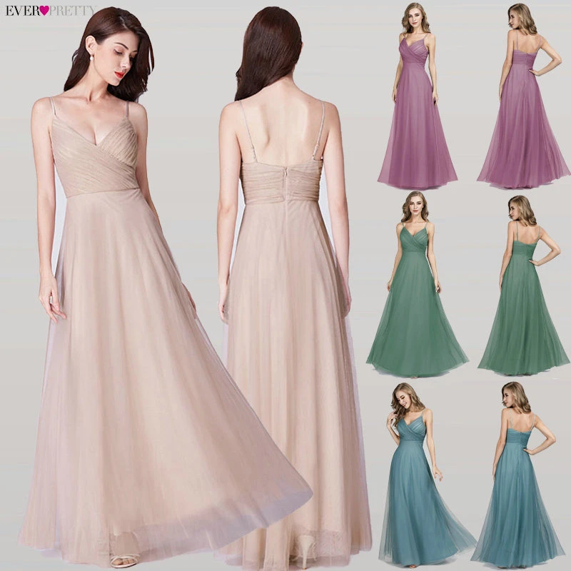Фиолетовый шифоновое платье для подружки невесты длинные Ever Pretty A-Line без рукавов v-образным вырезом с открытой спиной сексуальный Вечерний