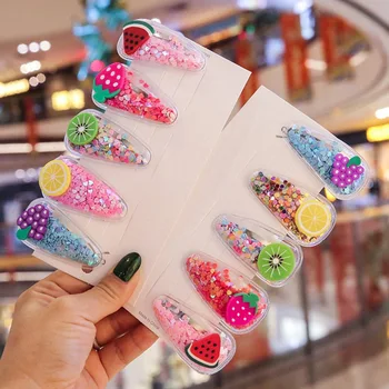 

5 Pcs Fruit Flow Sofa Clip Transparent Pvc Girl Side Clip Color Hairpin Girl Hair Accessories Cute Child Bangs Side Clip