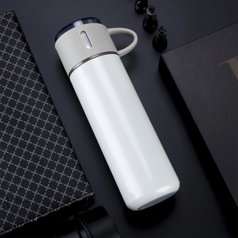 450ML Insulation Tea Coffee Mug Bottle Stainless Steel Insulate Drinking Vacuum Flask Thermoscup with Filter Thermal Mug - Цвет: White