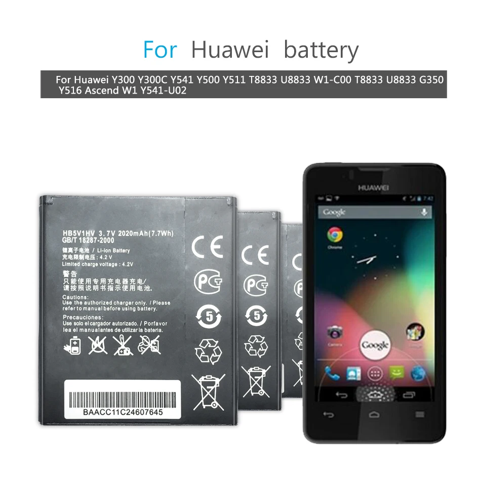 

HB5V1HV HB5V1 Mobile Phone Battery For Huawei Honor Bee Y541 Y5C Y541-U02 y560-U02 Replacement Battery 1750mAh
