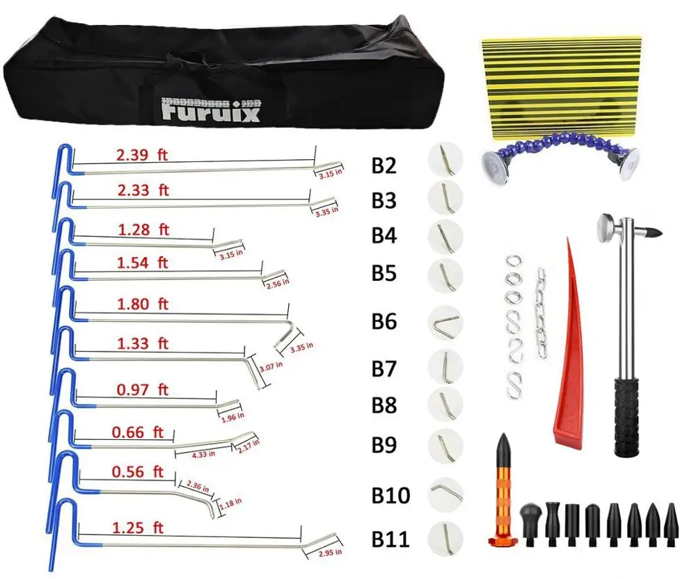 

Paintless Dent Repair Rod Dent Removal Tools Furuix 22pcs PDR Tool Paintless Hail Removal Dent Puller Tap Down repair hammer