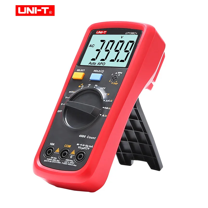 UNI-T UT136C+ 1000 в 10 а цифровой мультиметр с автоматическим диапазоном переменного/постоянного тока 4 раза в секунду частота дискретизации с HFE Hz температурный тест