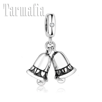 

Christmas present 925 Sterling Silver heart bell fine Pendant CZ Beads Fit Original European Charm Bracelet Fine Jewelry making